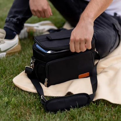 Carrywell (Not Made In China) Insulated Lunch Bag For Men, Men's Lunch Box, Leakproof, Collapsible, Soft Sided Cooler W/Adjustable Shoulder Strap, Black - color: Black