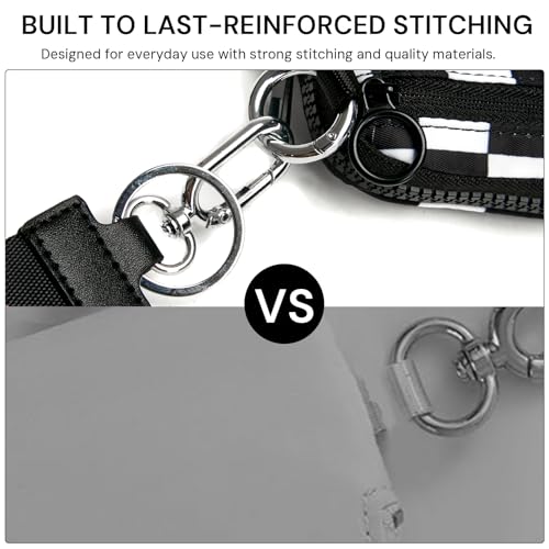 YDF Keychain Wallet for Women Mini Zip Card Holder with ID Window, Coin Purse, Detachable Wristlet, Small Organizer Wallet, Checkered - color: Checkerboard