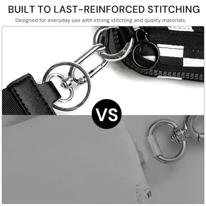 YDF Keychain Wallet for Women Mini Zip Card Holder with ID Window, Coin Purse, Detachable Wristlet, Small Organizer Wallet, Checkered - color: Checkerboard