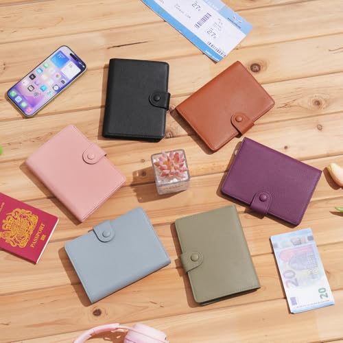 WASON Leather Passport Cover Wallet - Travel Passport Holder with RFID, Card Slots, Cash Pocket, Coin Purse, Tracker Slot, Boarding Pass and Ticket Organizer for Men and Women (Purple) - color: Purple