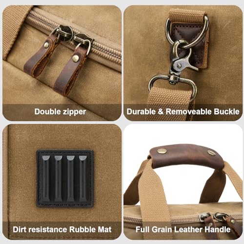 Waxed Canvas Duffel Bag 50L, Khaki | Waterproof, Travel, Overnight, Weekender - color: Khaki