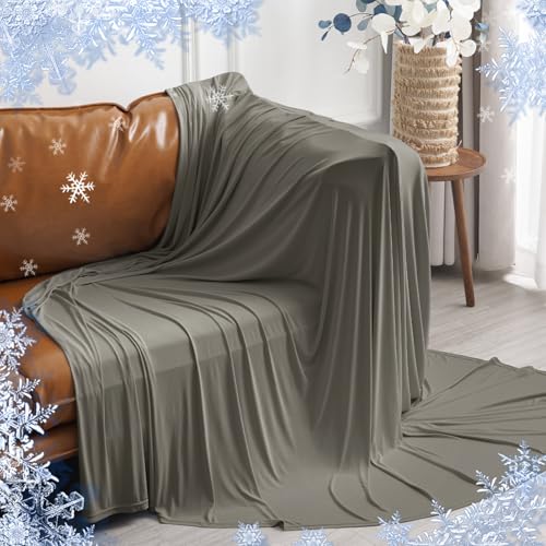 PHF Reversible Double Cooling Blanket Queen Size, Ultra Soft Arc-Chill Q-Max>0.5 Thin Summer Single Layer for Hot Sleepers,Breathable Lightweight Portable Silky for Home Office Travel Car, Charcoal - color: Charcoal, size: Queen(90x90")