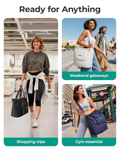 BAGSMART Foldable Travel Bag, 37L Expendable Personal Item Bag, Lightweight Weekender Bags for Women, Water Resistant Extra Carry on for Travel, Camel - color: Camel
