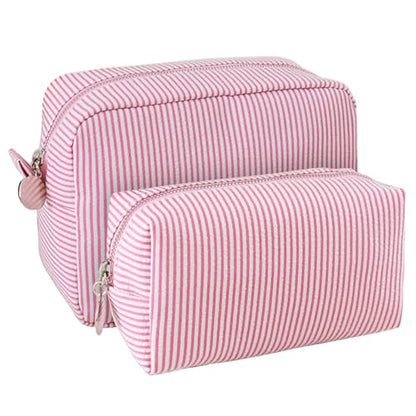 2pcs Makeup Bag Travel Toiletry Bag for Women Lightweight Make Up Bag Purse Organizer Pouches Large Cosmetic Bag Small Makeup Pouch Medicine Bag Travel Essentials for Women Pink - color: pink