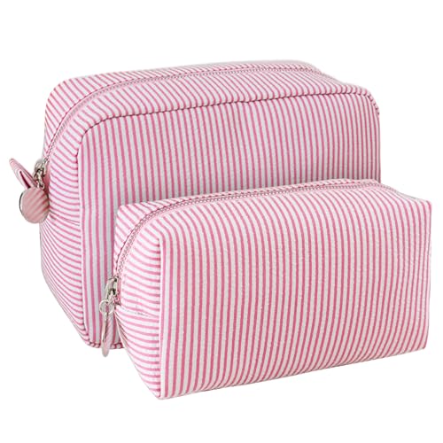 2pcs Makeup Bag Travel Toiletry Bag for Women Lightweight Make Up Bag Purse Organizer Pouches Large Cosmetic Bag Small Makeup Pouch Medicine Bag Travel Essentials for Women Pink - color: pink