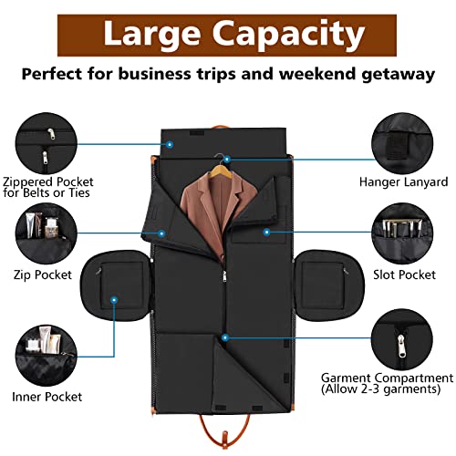 Garment Bag for Travel Convertible Carry On Garment Bag Large Travel Duffel Bags for Women 2 in 1 Hanging Suitcase Suit Travel Bags for Women & Men 3pcs Set - color: E-black Dot