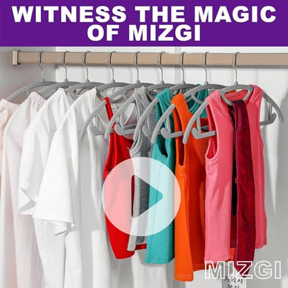 MIZGI Premium Velvet Hangers 50-Pack,No Shoulder Bump Hangers W/Tie Bar Ultra Thin Space Saving Non Slip Hanger Heavy Duty Felt Rounded Clothes Hanger for Sweaters,Coat,Jackets,Pants,Shirts - color: Gray, size: 50 Pack