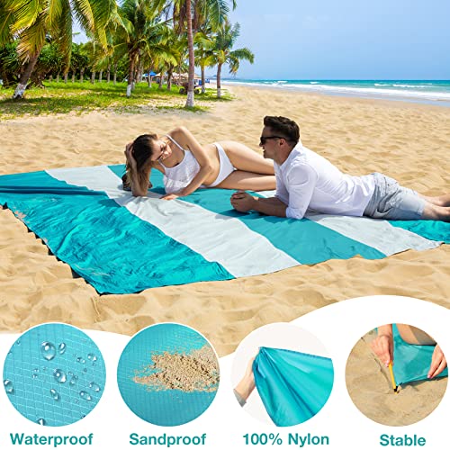 BYDOLL Nylon Beach Blanket Waterproof Sandproof Oversized 10'x9' Suits 1-8 Adults Sand Free Extra Large Blanket Lightweight Soft Picnic Mat for Beach Travel Camping - color: Green, size: 10'X 9'