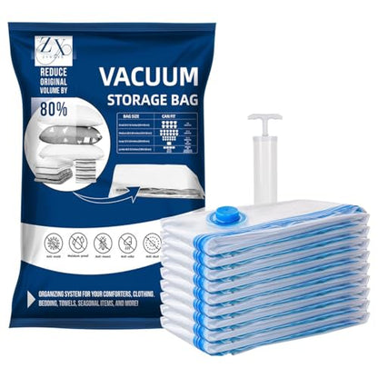 Vacuum Storage Seal Bags-Jumbo Vacuum Packing Bags with Pump for Travel, Clothes, Bedding & Blankets-Reusable Compression Travel Vacuum Bag Set | Luggage Space Saver Bags (10m) - size: 10m