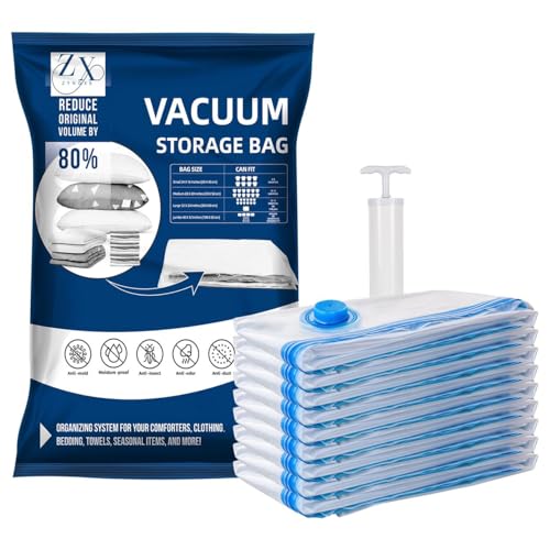 Vacuum Storage Seal Bags-Jumbo Vacuum Packing Bags with Pump for Travel, Clothes, Bedding & Blankets-Reusable Compression Travel Vacuum Bag Set | Luggage Space Saver Bags (10m) - size: 10m