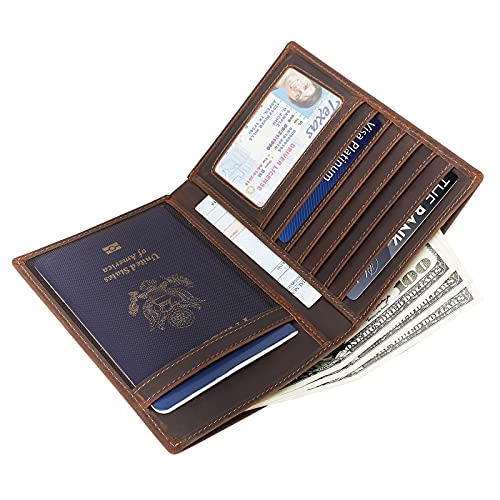 Polare Luxury RFID Blocking Leather Passport Holder Travel Wallet For Men and Women (Dark Brown) - color: Dark Brown
