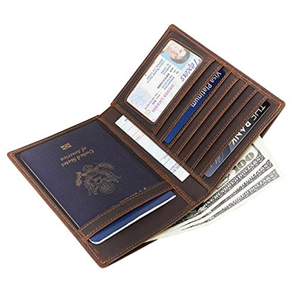 Polare Luxury RFID Blocking Leather Passport Holder Travel Wallet For Men and Women (Dark Brown) - color: Dark Brown