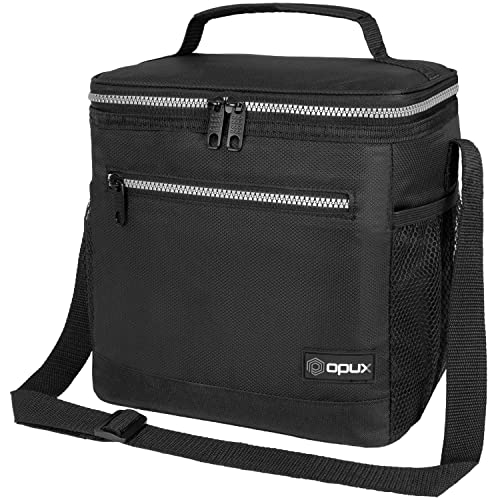 opux Extra Large Insulated Lunch Box Men Women, Lunch Bag for Work, Leakproof Soft Cooler Tote Adult, Lunch Pail, Picnic Beach Collapsible Food Bag with Shoulder Strap, Black - color: Black, size: Extra Large