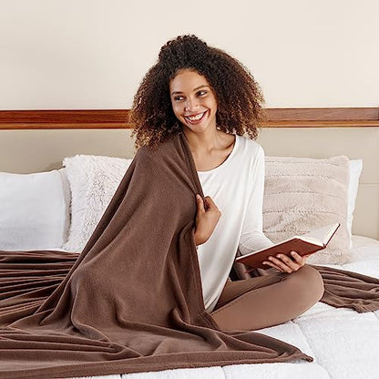 Berkshire Blanket Microfleece Twin Size Bed Blanket Taupe, Lightweight Soft Breathable Plush Micro Fleece Blanket for Bed Couch Sofa, 60x92 Inches - color: Foal, size: Twin/Twin XL