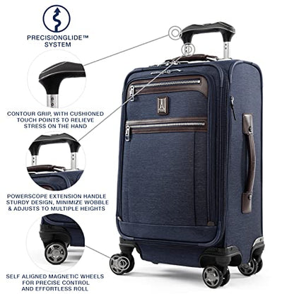 Travelpro Platinum Elite Softside Expandable Carry on Luggage, 8 Wheel Spinner Suitcase, USB Port, Suiter, Men and Women, True Navy Blue, Carry On 21-Inch - color: True Navy Blue, size: Carry-On 21-Inch