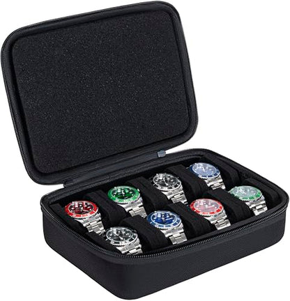 8 slots watch storage box, portable hard watch travel box, watch storage display storage box, padded watch portable box for watches - size: 8 Slots