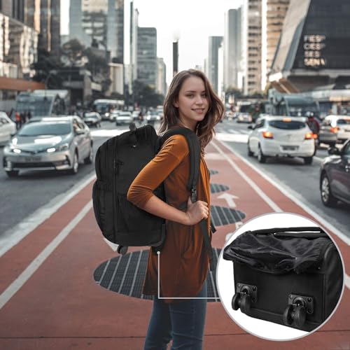 MATEIN Rolling Backpack with 4 Wheels, 17 inch Water Resisatnt Roller Spinner Backpack for Men, Large Busines Travel Wheeled Bag, Airline Approved Carry on Luggage Suitcase Bag, Black - color: Black, size: 17 inch