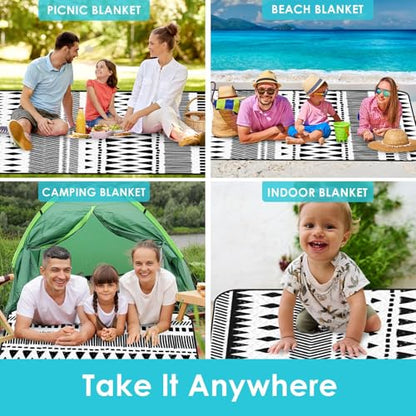Waterproof Picnic Outdoor Blanket, 79" x 59" Sandproof Foldable Large Picnic Blanket for Beach, Camping, Park, Travel, Concert, Great Gift for Families and Couples (Simple Lines) - color: Simple Lines 01