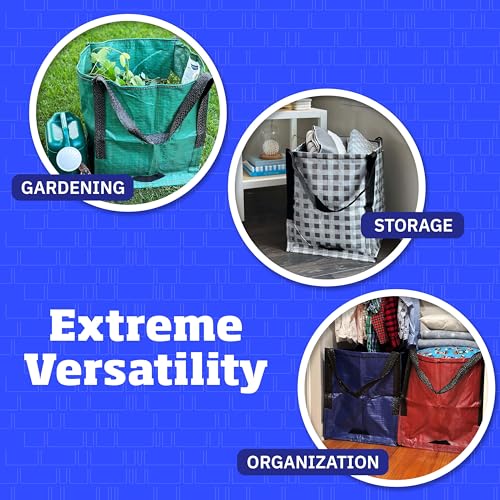DURASACK Heavy Duty Storage Tote Bag 22-Gallon Rugged Woven Polypropylene Moving Bag, Reusable Self-Standing Design, Holds up to 500 Pounds, Pack of 4, Green - color: Green, size: Pack of 4