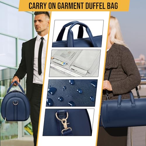 Convertible Garment Bag, Carry on Garment Duffel Bag with Shoulder Strap, Men's Women's Travel Clothing Bag with Shoe Compartment, 2-in-1 Hanging Suitcase Suit Business Travel Bag (Blue) - color: Blue