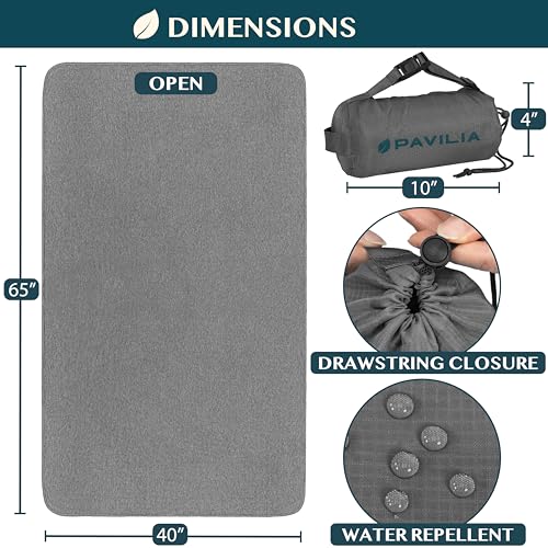 PAVILIA Travel Blanket Airplane Compact with Bag, Lightweight Soft Fleece Plane Blanket Long Flights, Camping Road Trips, Packable Travel Gift Essentials with Luggage Backpack Strap, 65x40, Gray - color: Gray