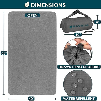 PAVILIA Travel Blanket Airplane Compact with Bag, Lightweight Soft Fleece Plane Blanket Long Flights, Camping Road Trips, Packable Travel Gift Essentials with Luggage Backpack Strap, 65x40, Gray - color: Gray