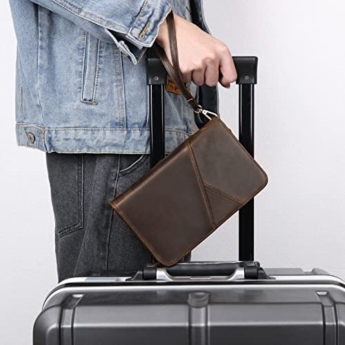 Polare Full Grain Leather Passport Holder With YKK Zipper RFID Blocking Travel Document Organizer Ticket Holder Cover Case Holds 2 Passports (Dark Brown) - color: Dark Brown