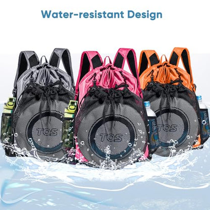 Large Beach Backpack Waterproof Sandproof - Customized Oversized Drawstring Pool Bag with Shoe Compartment for Toiletries, Towels, Gym, Travel - color: Pink