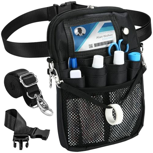 ProCase Nurse Fanny Pack, Lightweight Utility Organizer Pouch for Medical Supplies, Stethoscope, Scissors for RN EMT -Black, Small