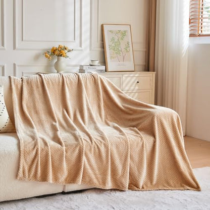NEWCOSPLAY Super Soft Throw Blanket Brown Premium Silky Flannel Fleece Leaves Pattern Lightweight Bed Blanket All Season Use (Brown, Throw(50"x60")) - color: Brown, size: Throw(50"x60")