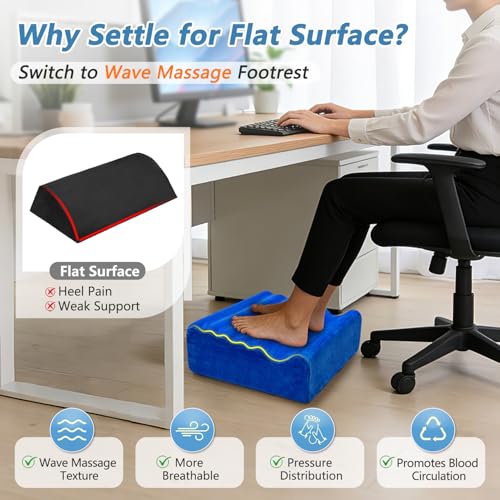 Underdesk Foot Rest for Office Under Desk at Work, Ergonomic Footrest Stool Massage Leg Rest Elevation Cushion for Couch Computer, Feet Support Foam Elevator Footstool Pillow