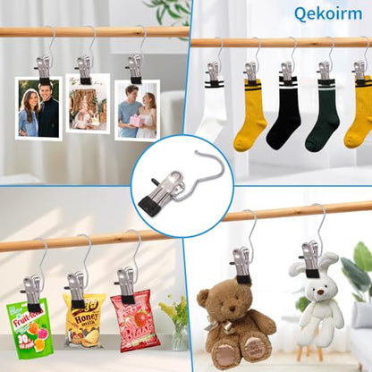 30 Pack Heavy Hanger Clips for Closet, Laundry Hooks Hanging Clips with, Clothespin for Clothes Pants,Clothes Pins Multi-Purpose Clip Big Hangers & Pants Clip Hangers for Hats Socks Towels Travel - color: Black