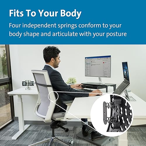 Kensington SmartFit Conform Back Rest – Adjustable Lumbar Support with Flexible Side Panels, Ergonomic Mesh Design for Improved Posture & Comfort, Universal Office Chair Fit – Black (K60412WW)
