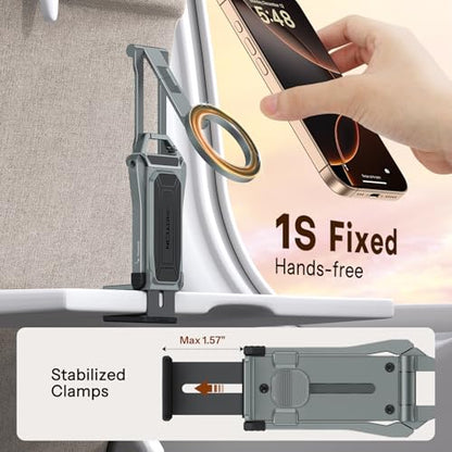 OMOTON TP02 360°Rotating for MagSafe Tripod Mount, Adjustable Aluminum Magnetic Phone Tripod for iPhone 17/16/15/14 Pro Max Air, Foldable Cell Phone Stand Fits Vlog, Gym, Travel Essentials, Gray - color: 2-Gray