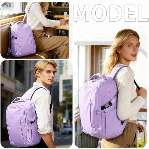 Travel Backpack for Women Men Carry on Backpack, Airline Approved Large Travel Bag Flight Approved Personal item, 15.6 Inch Laptop Backpack Casual Daypack for Weekender Business Hiking-PURPLE - color: Purple
