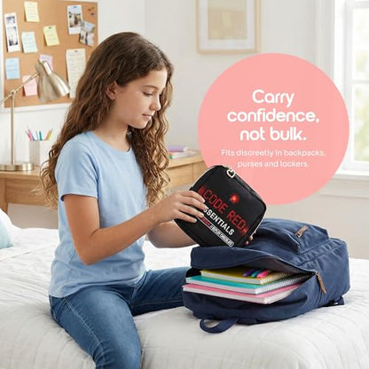 Period Bag – Compact Discreet Tampons & Pad Pouch with Waterproof Lining, Cute & Stylish Period Pouches - color: Red