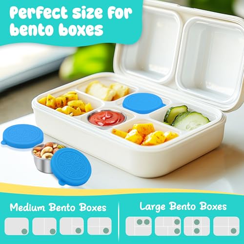 LIEMAND 6x1.6 oz Salad Dressing Container to Go, Leakproof Reusable Stainless Steel Small Container with Lid,Sauce Containers for Lunch box,Picnics,Travel,Office and Meal Prep - color: Sky Blue, size: 1.6oz