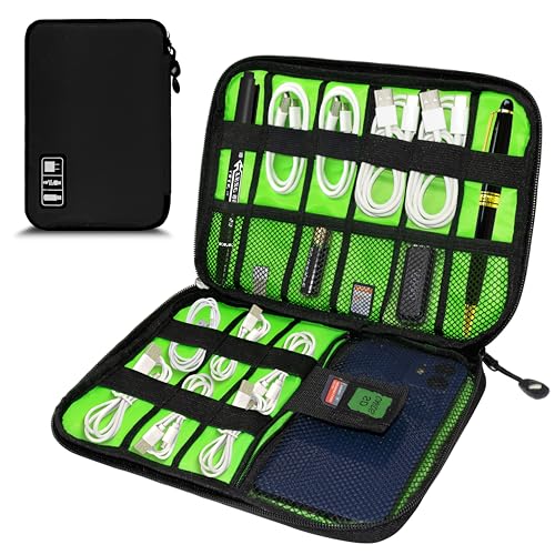 Electronics Organizer,Travel Cord Organizer Pouch, Portable Cable Organizer Bags,Travel Electronic Accessories Storage Case for Cables, Cords, Charger, Phone (Black) - color: A1-M-Black, size: Medium