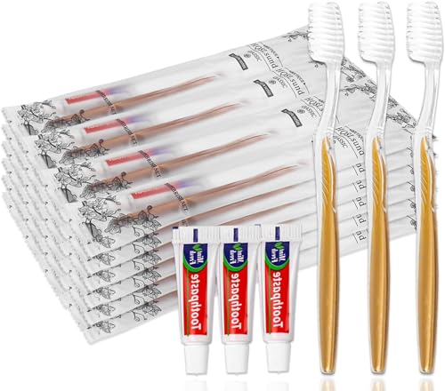 50 Pack Disposable Toothbrushes with Toothpaste Individually Wrapped, Travel Toothbrush Kit, Hotel Toothbrushes Bulk for Hotel,Airbnb,Homeless - size: 1 Count (Pack of 50)