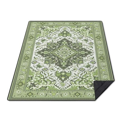 Supfitness Extra Large Picnic Blankets Waterproof Foldable (60"x 80") Beach Blanket Waterproof Sandproof,3-Layer Thicking Mat Outdoor Packable Camping Blanket - color: Boho-green, size: 60x80in