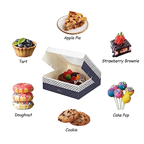 20 Pack Bakery Boxes with Window Small 6x6x2 inch for Cookie, Candy, Pastry, Brownie, Chiffon Cake, Tart, Pie, Waffle (Two-Tone Classic 2) - color: Two-Tone Classic 2