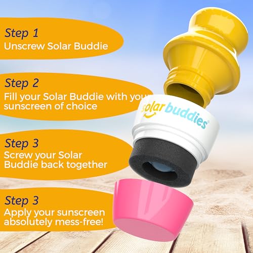 Pink Bag Bundle Solar Buddies Refillable Roll On Sunscreen Suncream Applicator Bag Bundle With Applicator Carabina Clip For Families, Kids, Adults, Travel Set, With A Free Sticker Pack (Pink) - color: Pink