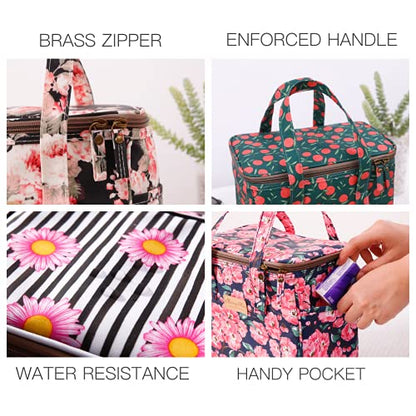 Kwang Min Insulated Lunch Bag for Women,Reusable Bento Box,Large Cooler for Office,Picnic Outdoors,Beach, Premium Waterproof Fabric,Ideal Pink Lunch Bag (Pink Peony) - color: Peony Pink