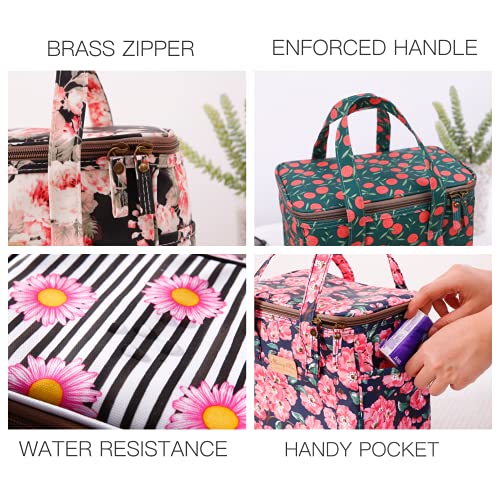Kwang Min Fruit Insulated Lunch Bag for Women,Reusable Lunch Box,Large Cooler for Office,Picnic Outdoors,Waterproof Fabric,Ideal Summer Trip Bag (Cherry Green) - color: Cherry Green