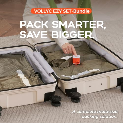 4 IN 1 Vacuum Travel Bags with Wireless Pump, Compression Packing Bags for Luggage & Carry-On, Waterproof Anti-Tear Nylon, Stores 50+ Clothes, TSA-Ready Travel Essentials