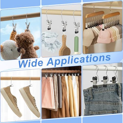 200PCS Boot Hangers Clips for Closet Stainless Steel Clothes Hooks Clip Laundry Hooks Clothes Pins Hanging Clips Portable Clip Hangers Clothespins Hanger for Wardrobe Organization
