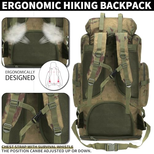 Hiking Backpack for Men 70L/100L Camping Backpack Military Rucksack Molle 3 Days Assault Pack for Climbing | Camping Backpack - color: 100l-ruin Green