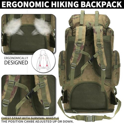 Hiking Backpack for Men 70L/100L Camping Backpack Military Rucksack Molle 3 Days Assault Pack for Climbing | Camping Backpack - color: 100l-ruin Green