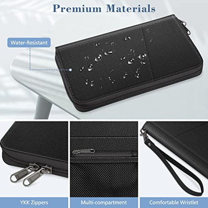 Fintie Family Passport Holder Wallet, RFID Blocking Travel Document Organizer Clutch Bag Credit Cards Case Cover for Women Men - color: Black