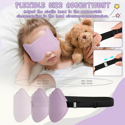 Kids Sleep Mask Eye Mask: 3D Contoured Cup Sleeping Masks, Blindfold with Adjustable Strap, Kids Eye Cover for Boys, Girls, Teens, Pressure-Free with Memory Foam Face Mask for Sleeping (Purple) - color: Purple